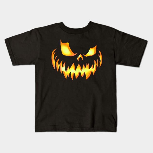 Pumpkin Face Kids T-Shirt by MalSemmensArt